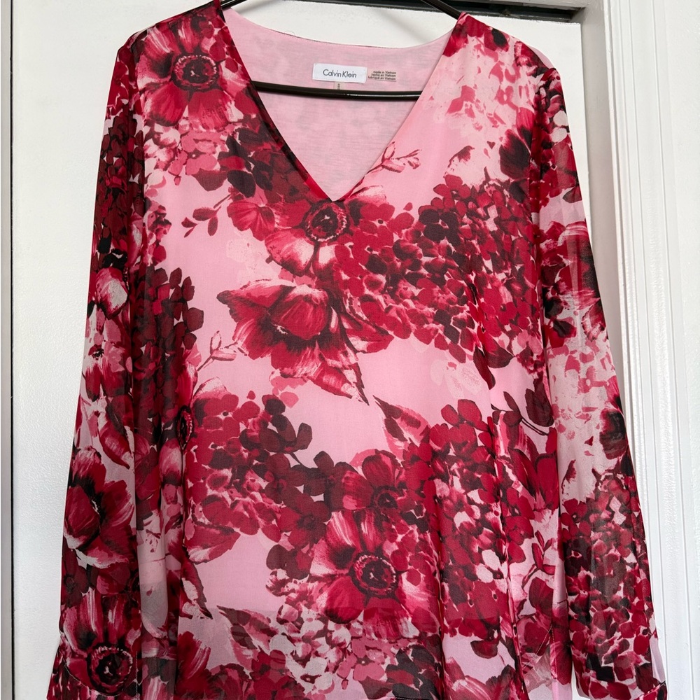 Calvin Klein Red Floral Blouse